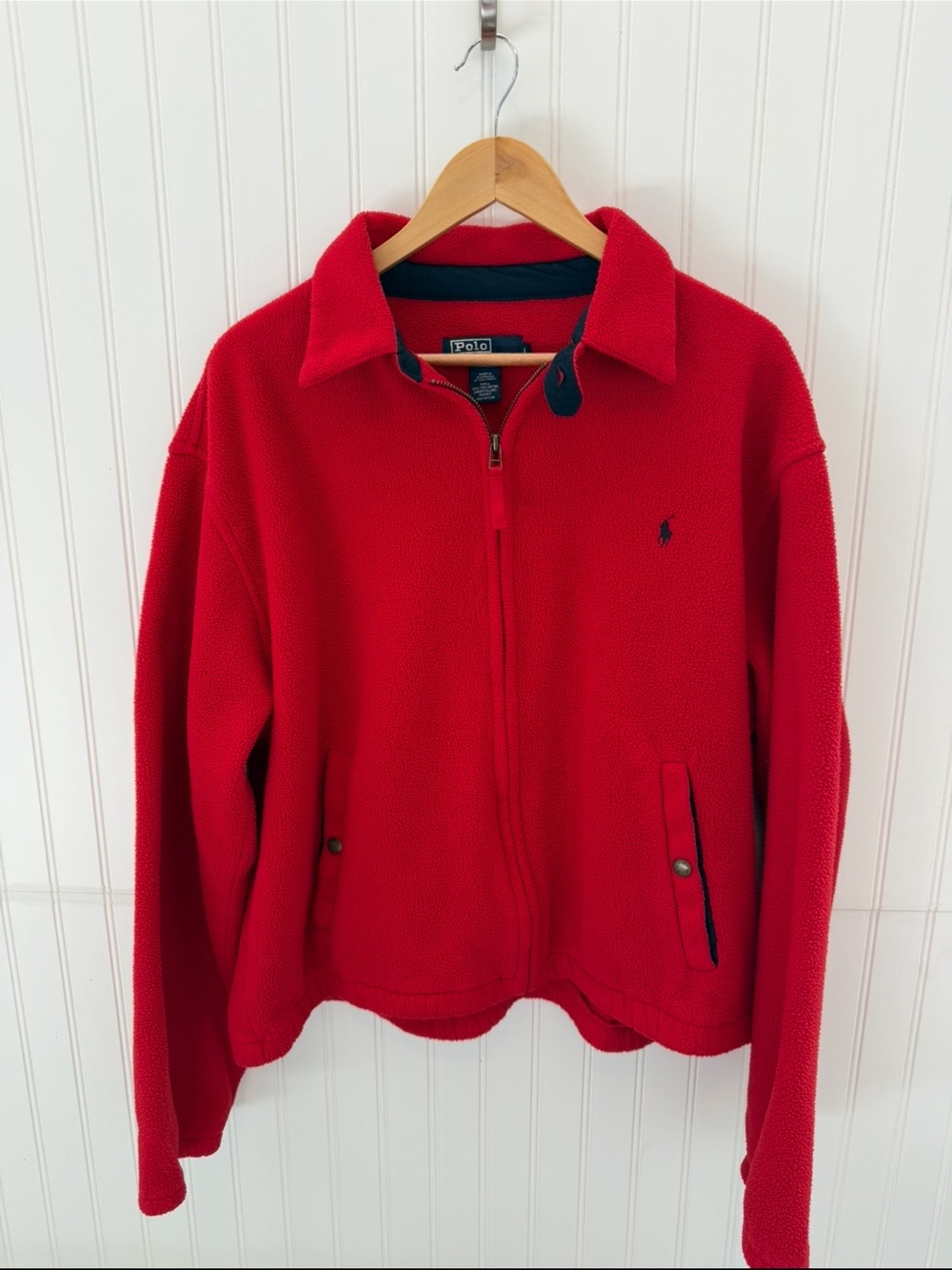 Vintage 90’s Polo Ralph Lauren Red Fleece Zip-Up Jacket